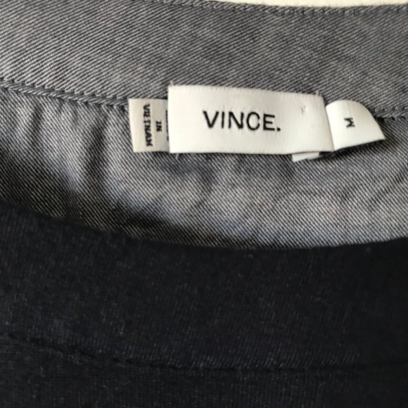 VINCE Womens top Sz M Navy blue layered top shirt - Picture 5 of 9